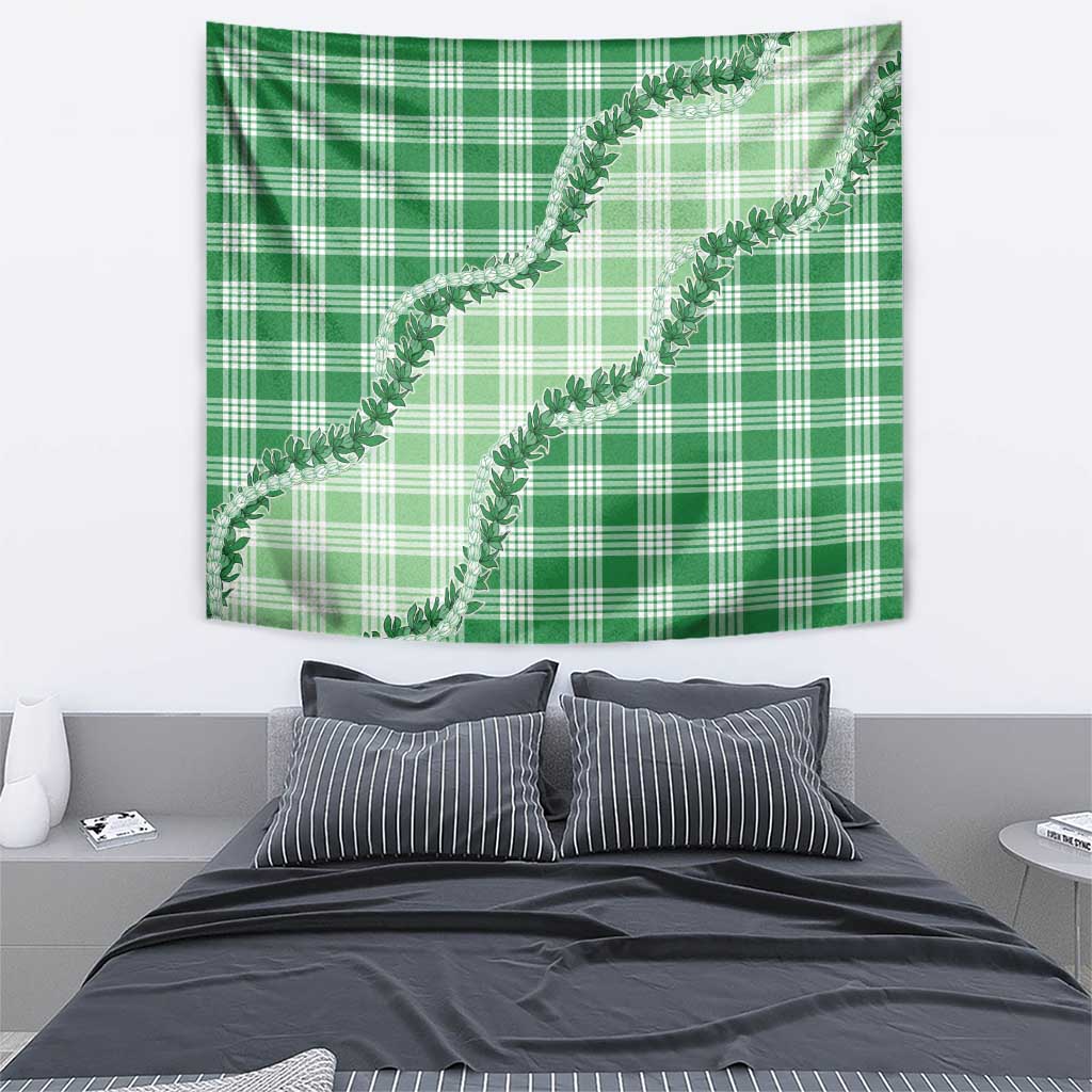 Green Hawaii Palaka Tapestry Hawaiian Pikake Lei