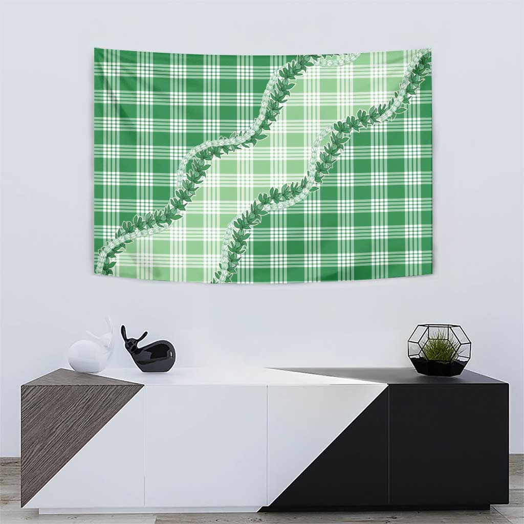 Green Hawaii Palaka Tapestry Hawaiian Pikake Lei