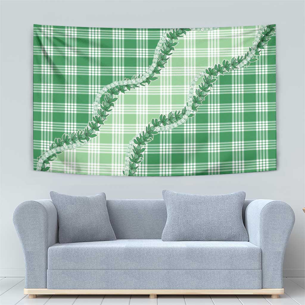 Green Hawaii Palaka Tapestry Hawaiian Pikake Lei