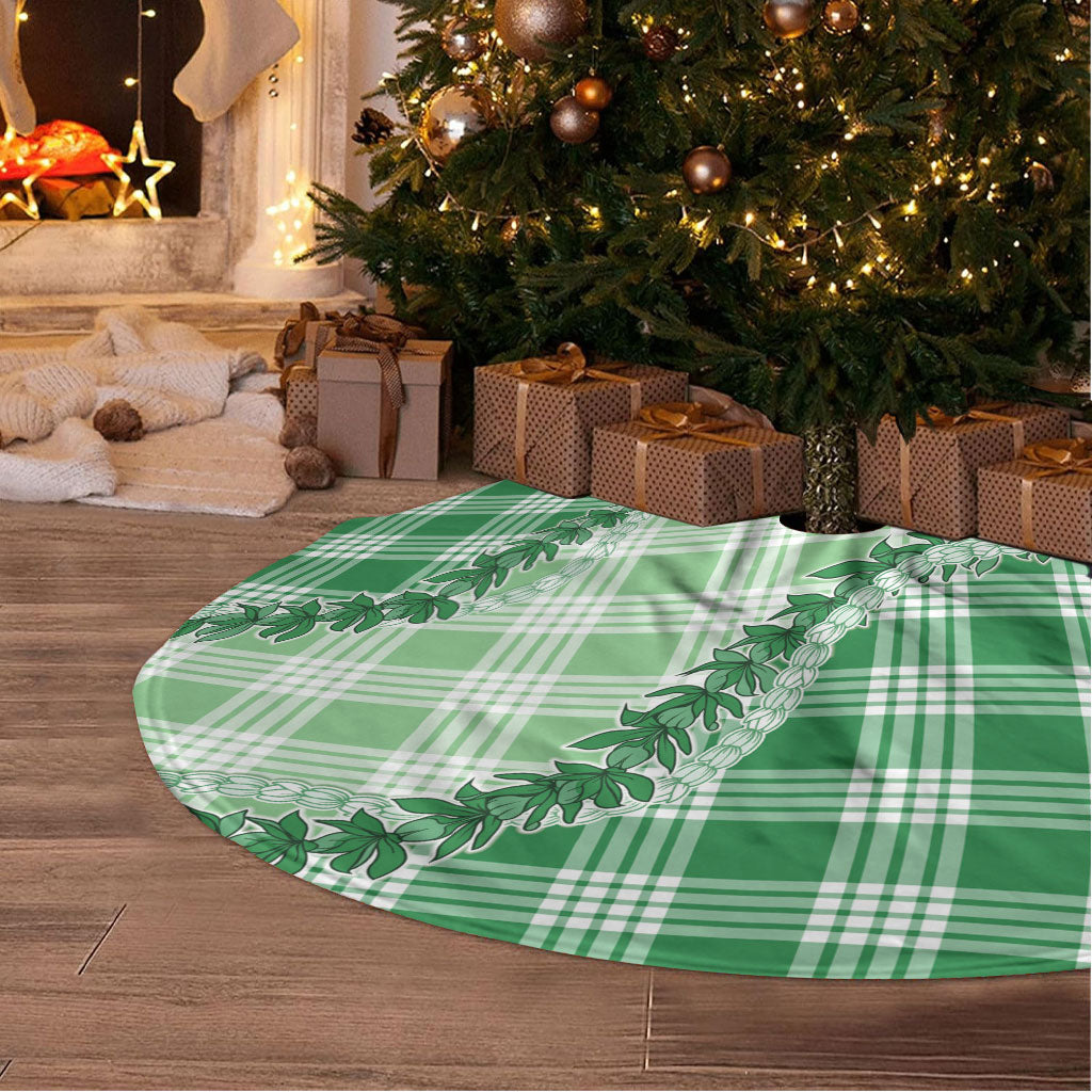 Green Hawaii Palaka Tree Skirt Hawaiian Pikake Lei