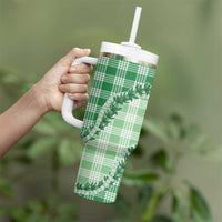 Green Hawaii Palaka Tumbler With Handle Hawaiian Pikake Lei