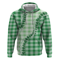 Green Hawaii Palaka Zip Hoodie Hawaiian Pikake Lei