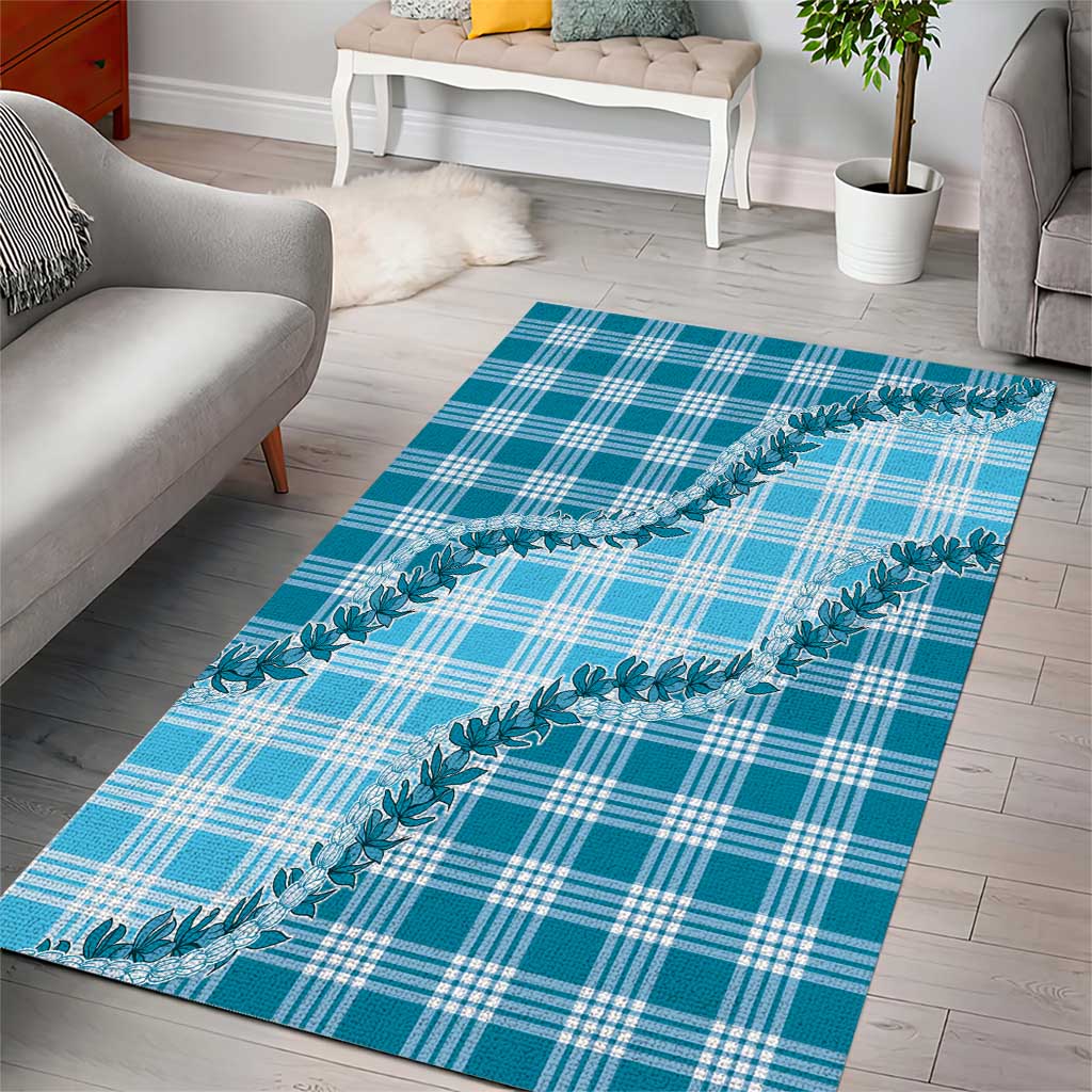 Blue Hawaii Palaka Area Rug Hawaiian Pikake Lei
