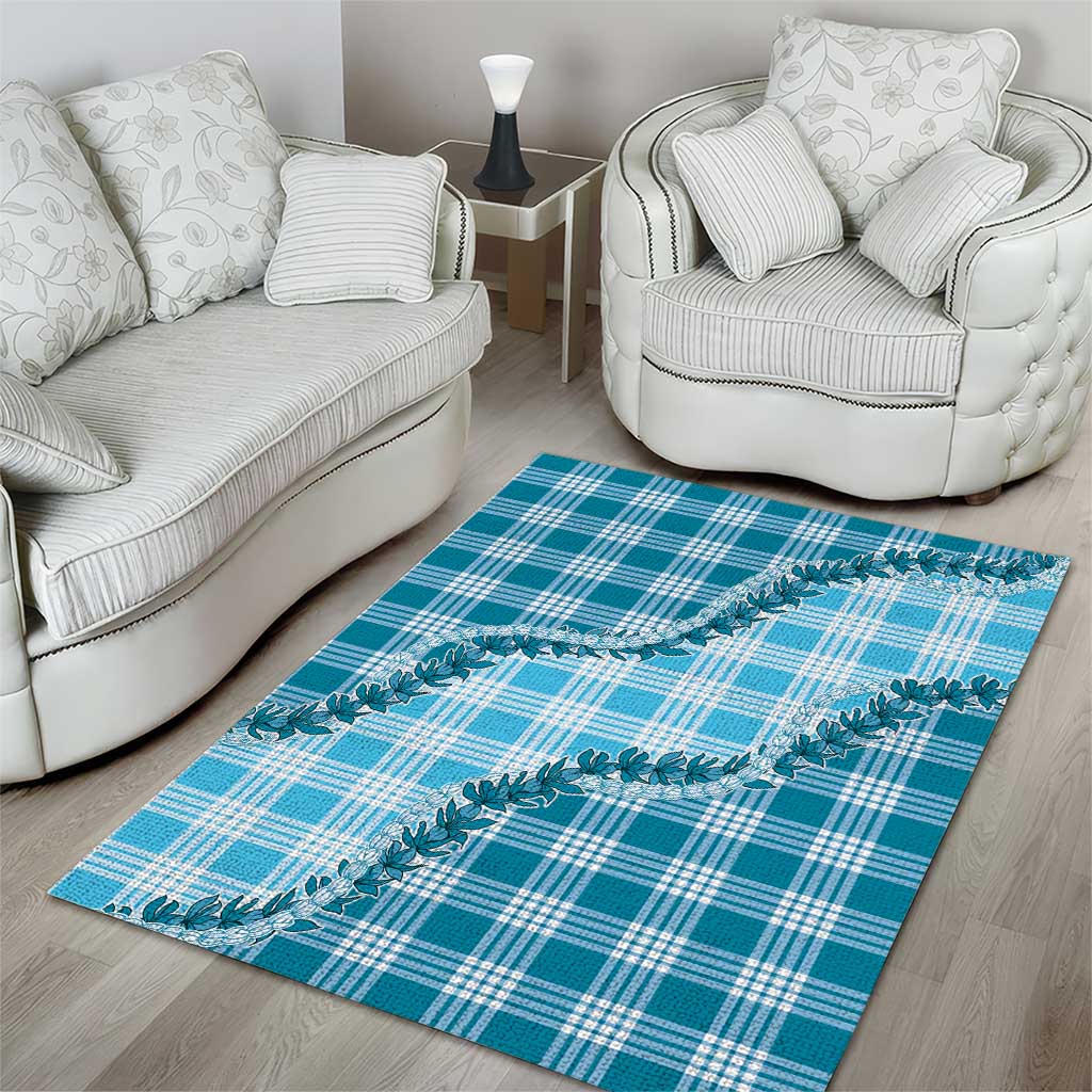 Blue Hawaii Palaka Area Rug Hawaiian Pikake Lei