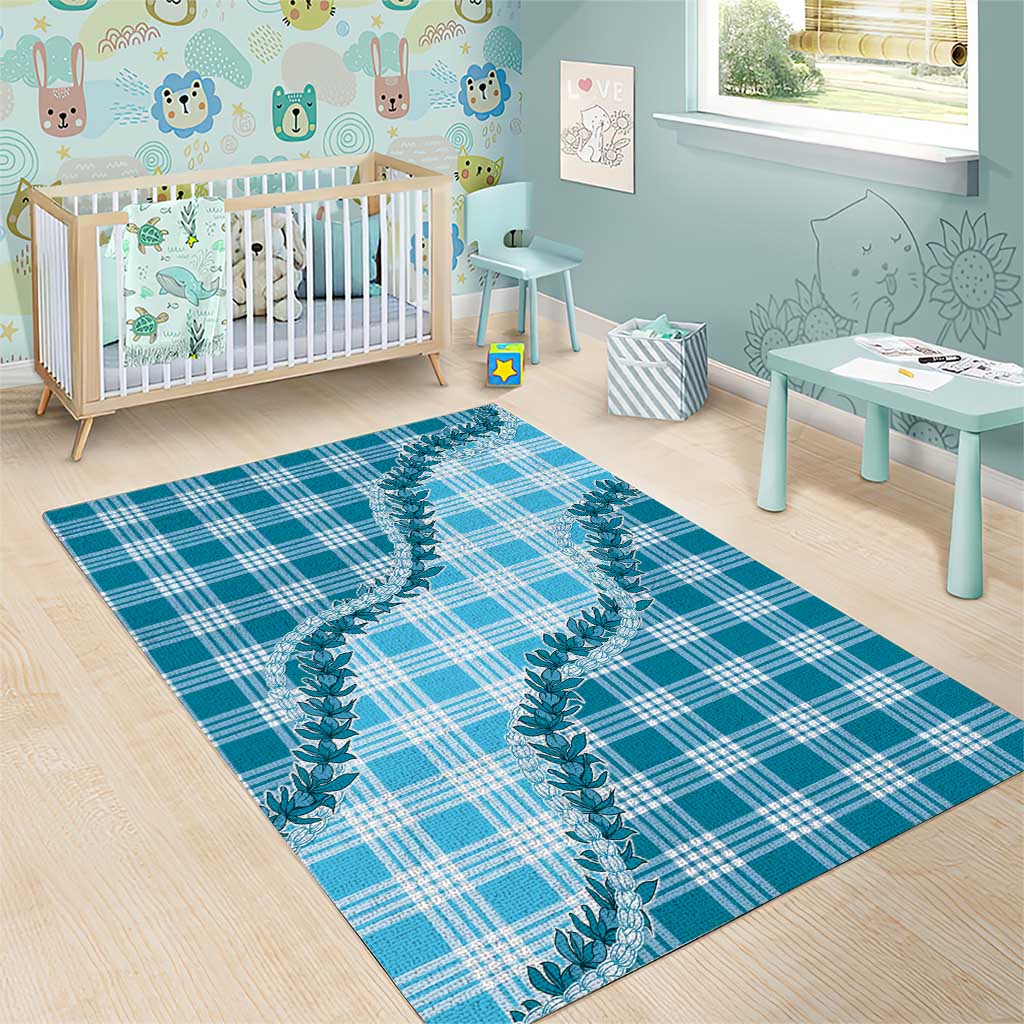 Blue Hawaii Palaka Area Rug Hawaiian Pikake Lei
