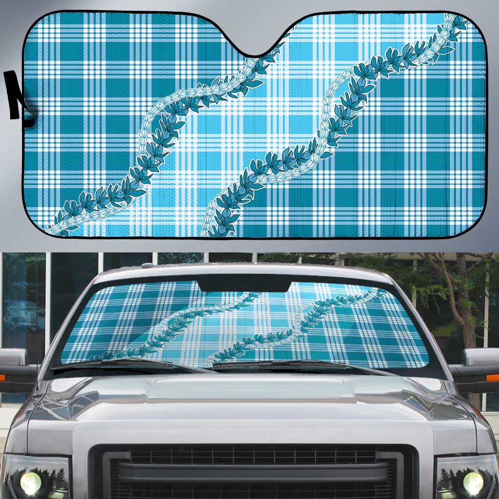 Blue Hawaii Palaka Auto Sun Shade Hawaiian Pikake Lei