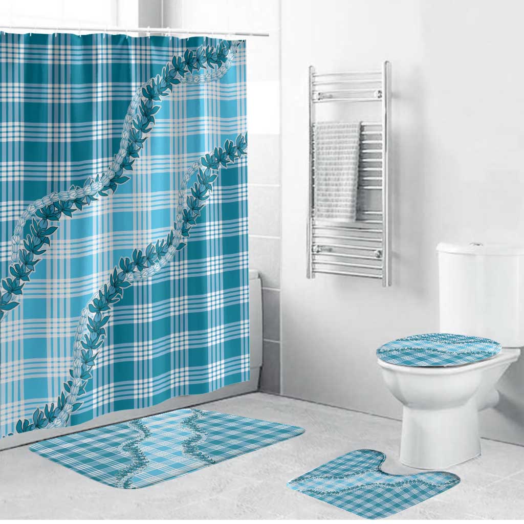 Blue Hawaii Palaka Bathroom Set Hawaiian Pikake Lei