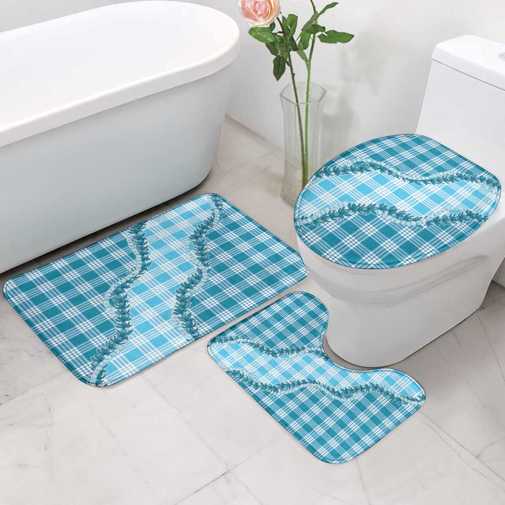 Blue Hawaii Palaka Bathroom Set Hawaiian Pikake Lei