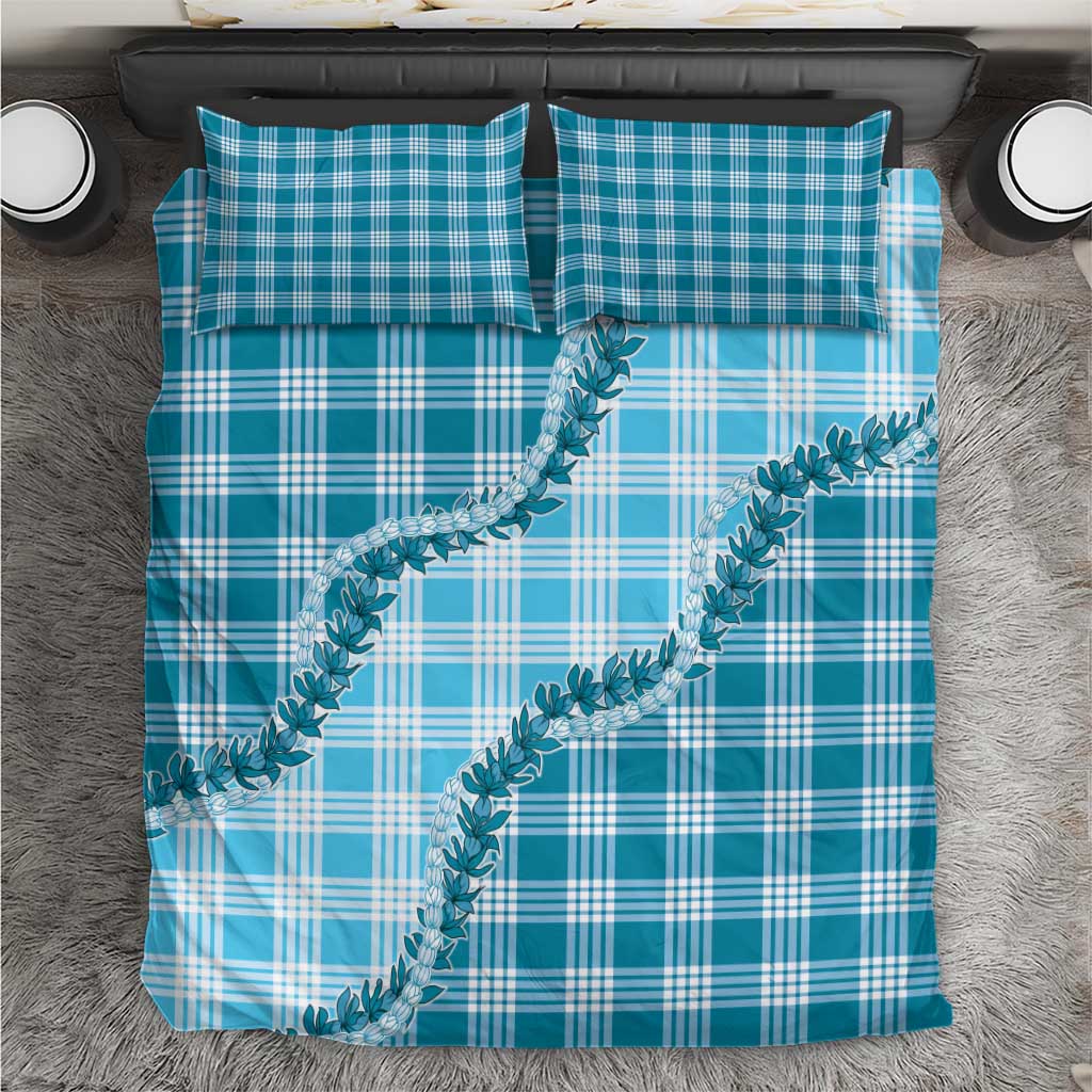 Blue Hawaii Palaka Bedding Set Hawaiian Pikake Lei