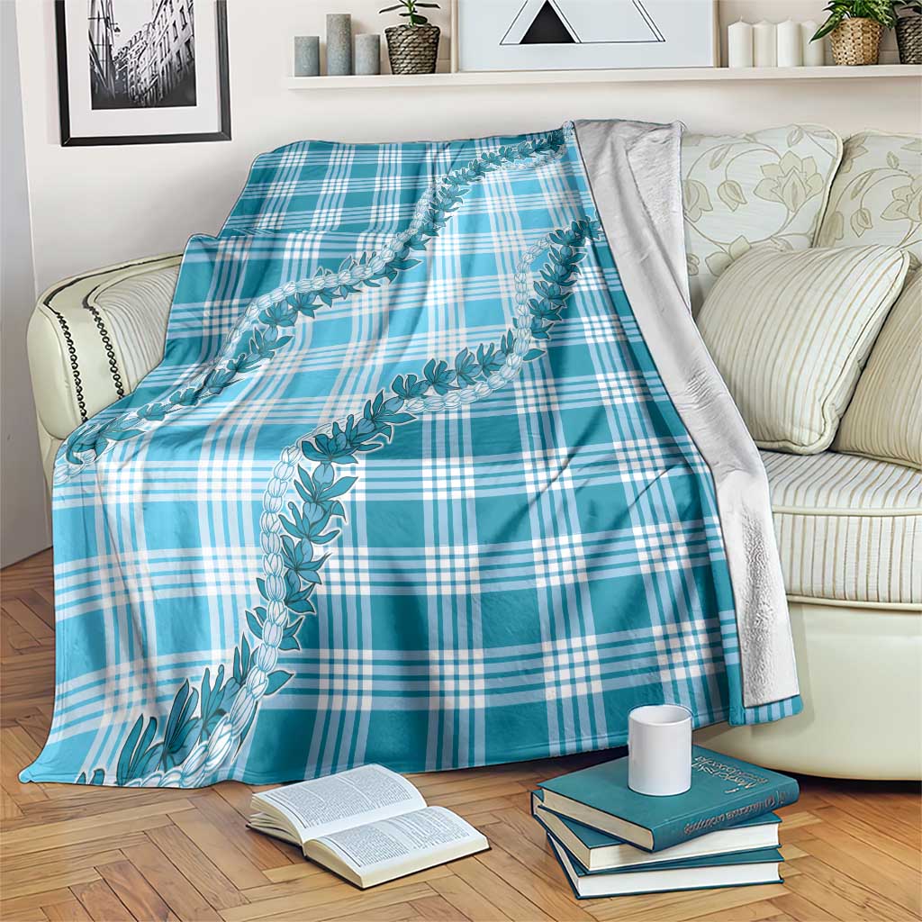 Blue Hawaii Palaka Blanket Hawaiian Pikake Lei
