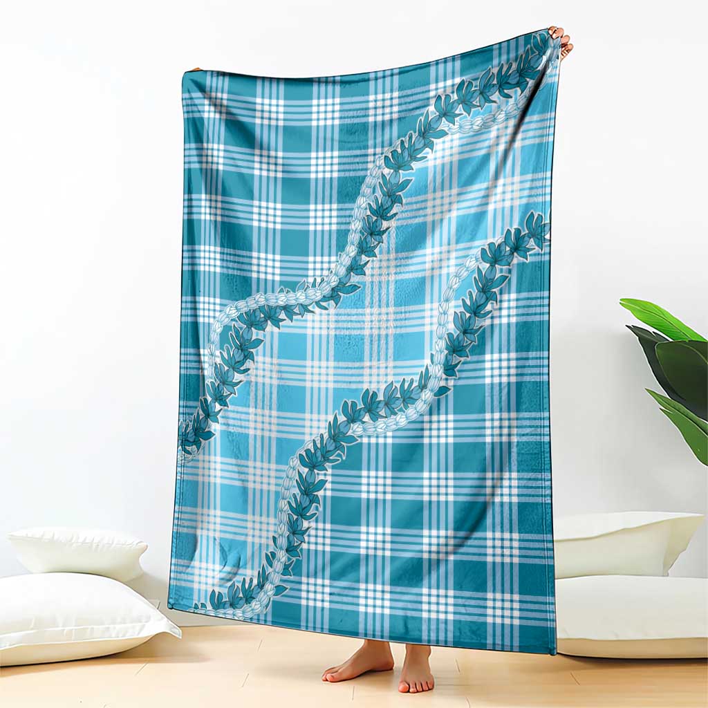 Blue Hawaii Palaka Blanket Hawaiian Pikake Lei