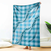 Blue Hawaii Palaka Blanket Hawaiian Pikake Lei