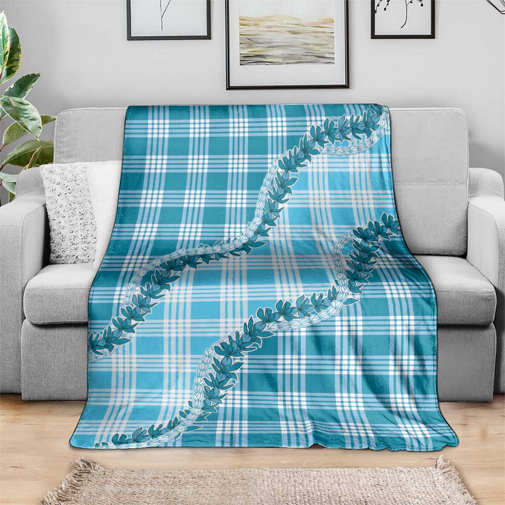 Blue Hawaii Palaka Blanket Hawaiian Pikake Lei