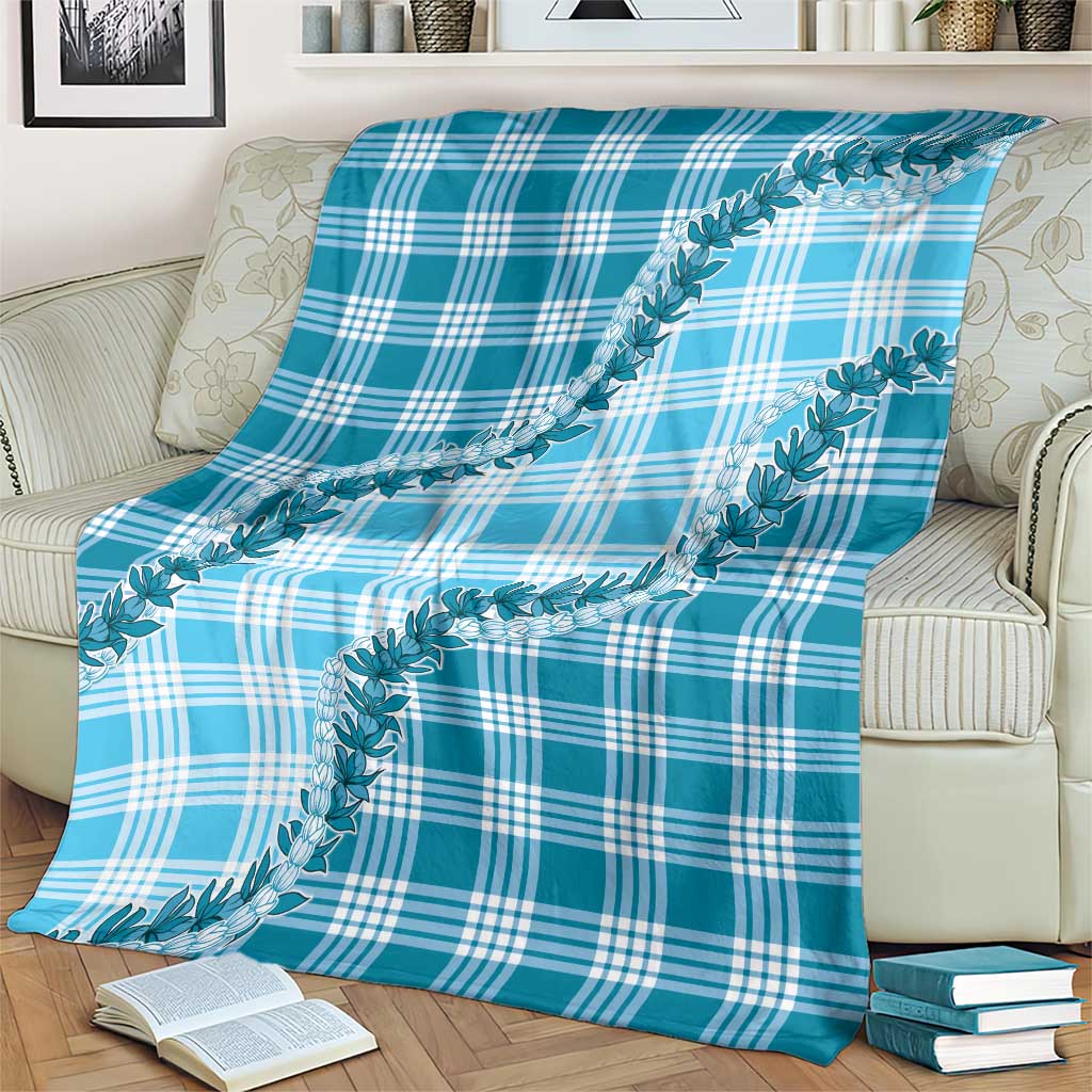 Blue Hawaii Palaka Blanket Hawaiian Pikake Lei