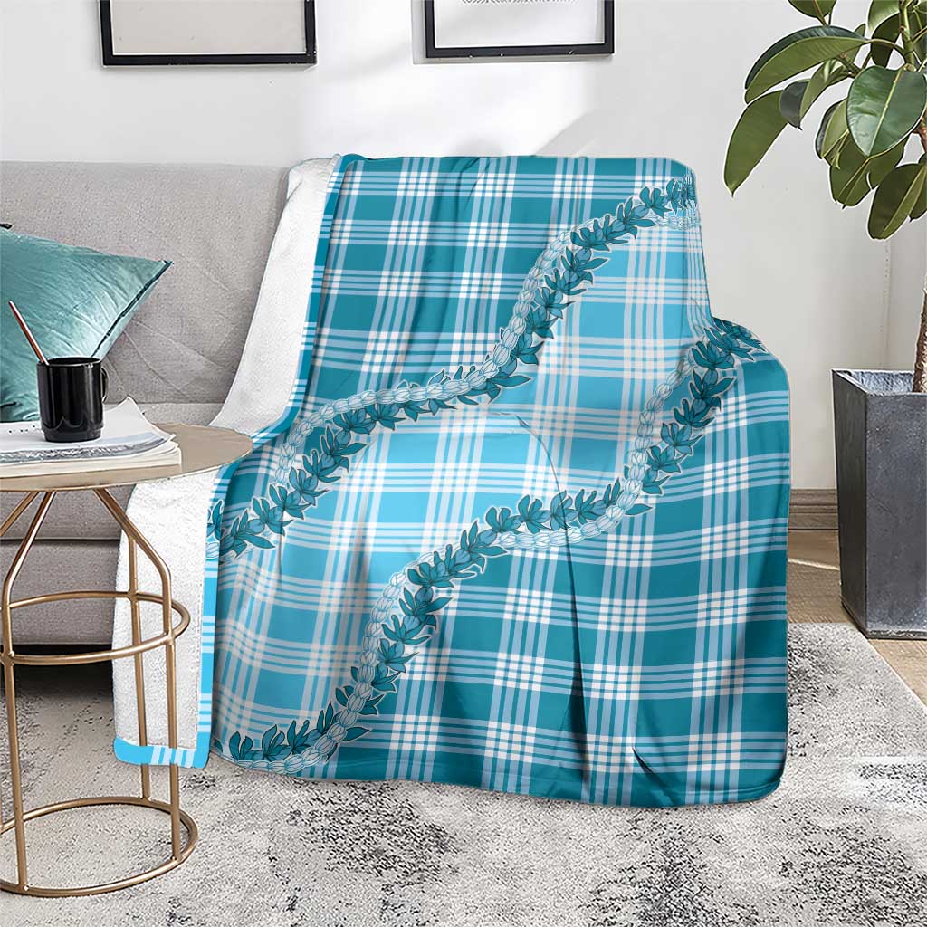 Blue Hawaii Palaka Blanket Hawaiian Pikake Lei