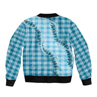 Blue Hawaii Palaka Bomber Jacket Hawaiian Pikake Lei