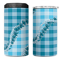 Blue Hawaii Palaka 4 in 1 Can Cooler Tumbler Hawaiian Pikake Lei LT05 One Size: 16 oz Blue - Polynesian Pride