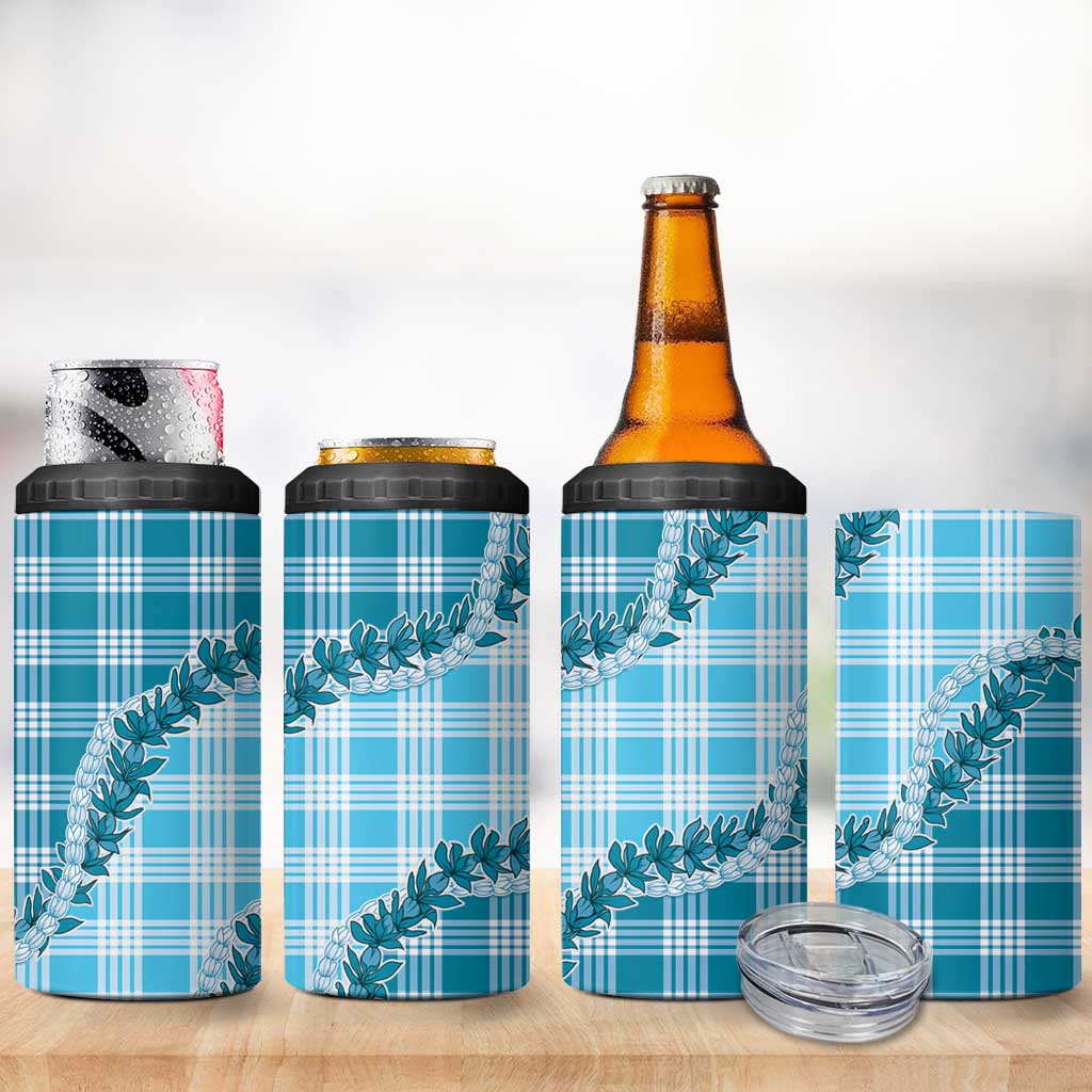 Blue Hawaii Palaka 4 in 1 Can Cooler Tumbler Hawaiian Pikake Lei LT05 - Polynesian Pride