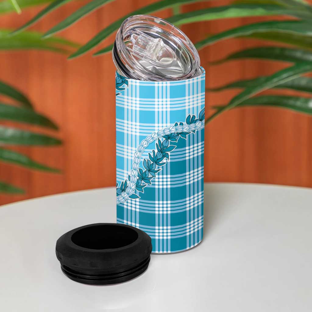 Blue Hawaii Palaka 4 in 1 Can Cooler Tumbler Hawaiian Pikake Lei LT05 - Polynesian Pride