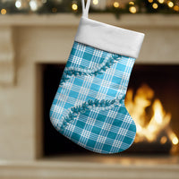 Blue Hawaii Palaka Christmas Stocking Hawaiian Pikake Lei