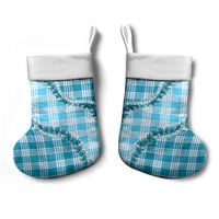 Blue Hawaii Palaka Christmas Stocking Hawaiian Pikake Lei