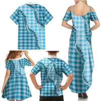 Blue Hawaii Palaka Family Matching Summer Maxi Dress and Hawaiian Shirt Hawaiian Pikake Lei LT05 - Polynesian Pride