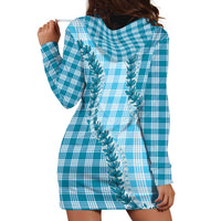 Blue Hawaii Palaka Hoodie Dress Hawaiian Pikake Lei