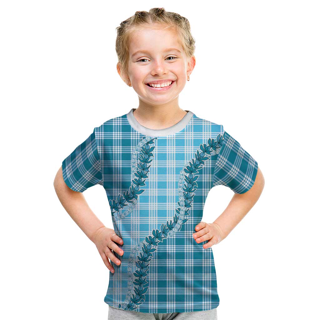 Blue Hawaii Palaka Kid T Shirt Hawaiian Pikake Lei LT05 Blue - Polynesian Pride