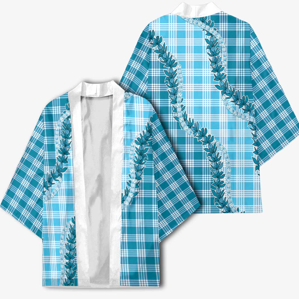 Blue Hawaii Palaka Kimono Hawaiian Pikake Lei LT05 - Polynesian Pride