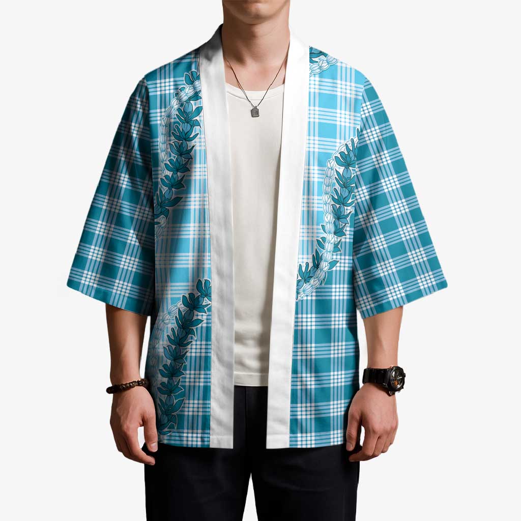 Blue Hawaii Palaka Kimono Hawaiian Pikake Lei LT05 - Polynesian Pride