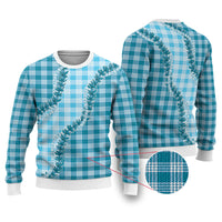 Blue Hawaii Palaka Ugly Christmas Sweater Hawaiian Pikake Lei