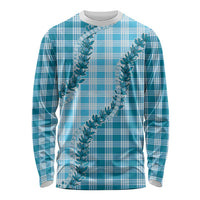 Blue Hawaii Palaka Long Sleeve Shirt Hawaiian Pikake Lei