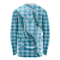 Blue Hawaii Palaka Long Sleeve Shirt Hawaiian Pikake Lei