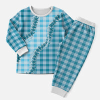 Blue Hawaii Palaka Christmas Pajama Set Hawaiian Pikake Lei
