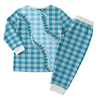 Blue Hawaii Palaka Christmas Pajama Set Hawaiian Pikake Lei