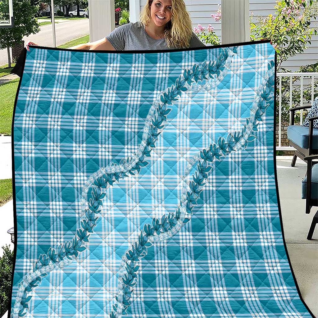 Blue Hawaii Palaka Quilt Hawaiian Pikake Lei