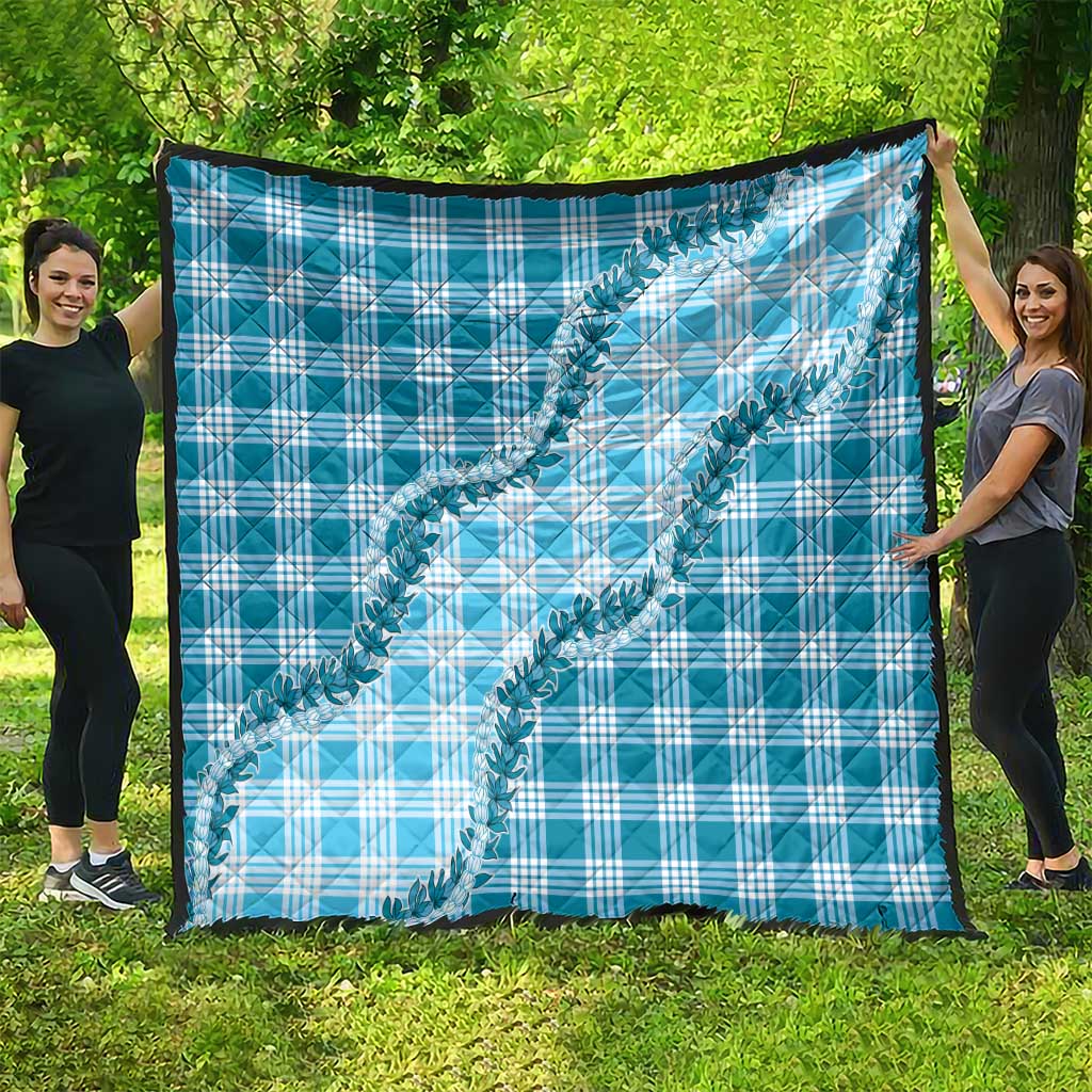 Blue Hawaii Palaka Quilt Hawaiian Pikake Lei