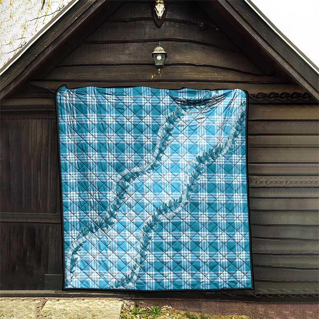 Blue Hawaii Palaka Quilt Hawaiian Pikake Lei