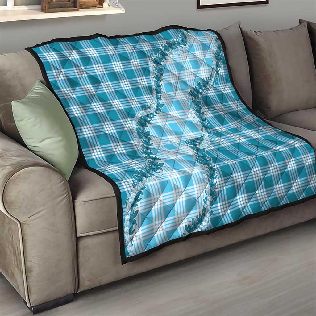 Blue Hawaii Palaka Quilt Hawaiian Pikake Lei