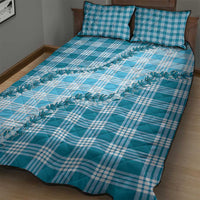 Blue Hawaii Palaka Quilt Bed Set Hawaiian Pikake Lei