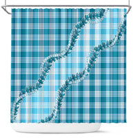 Blue Hawaii Palaka Shower Curtain Hawaiian Pikake Lei