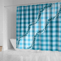 Blue Hawaii Palaka Shower Curtain Hawaiian Pikake Lei
