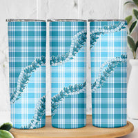 Blue Hawaii Palaka Skinny Tumbler Hawaiian Pikake Lei LT05 - Polynesian Pride