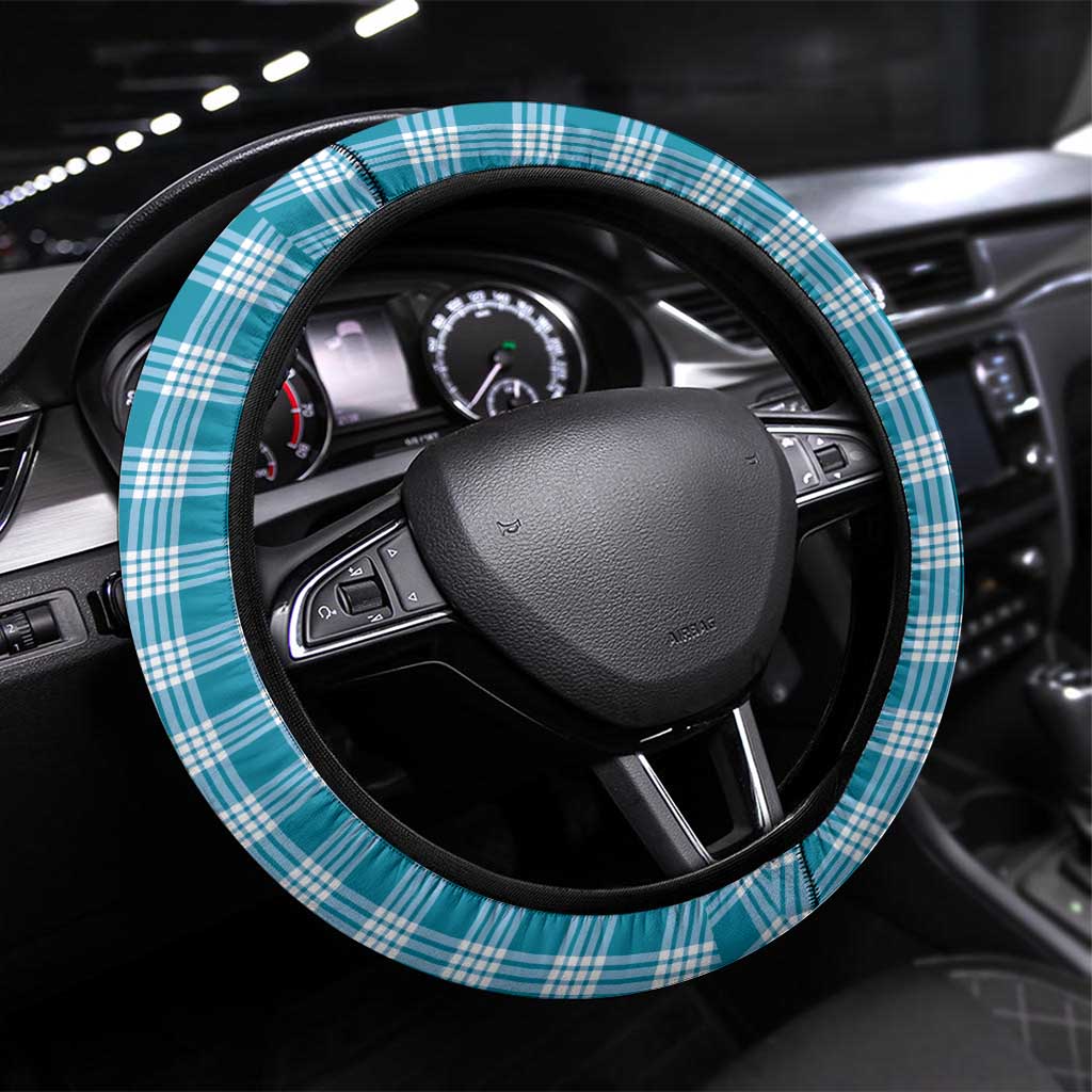Blue Hawaii Palaka Steering Wheel Cover Hawaiian Pikake Lei LT05 Universal Fit Blue - Polynesian Pride