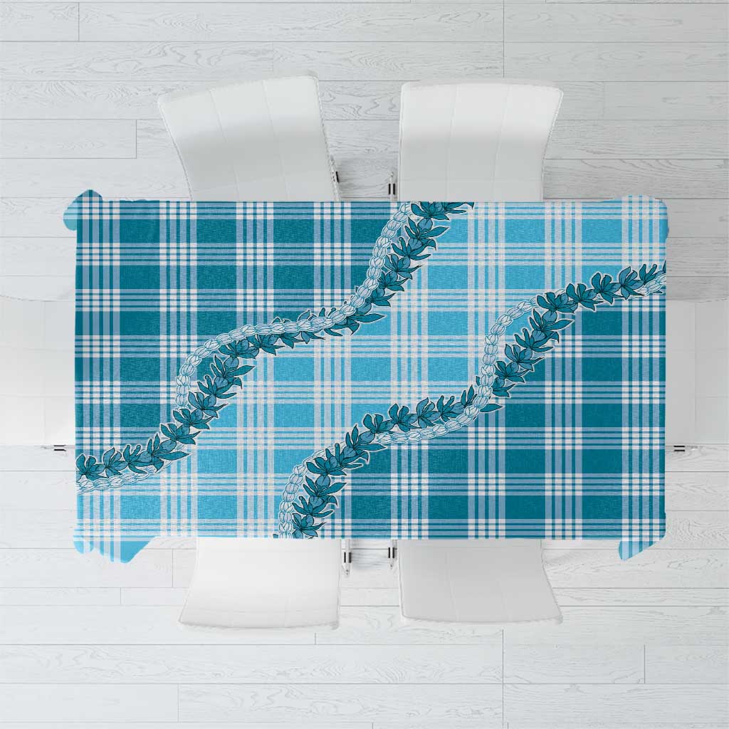 Blue Hawaii Palaka Tablecloth Hawaiian Pikake Lei