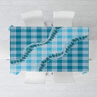 Blue Hawaii Palaka Tablecloth Hawaiian Pikake Lei