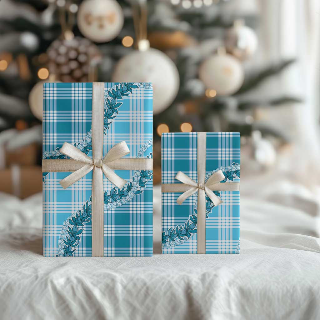 Blue Hawaii Palaka Wrapping Paper Hawaiian Pikake Lei LT05 - Polynesian Pride