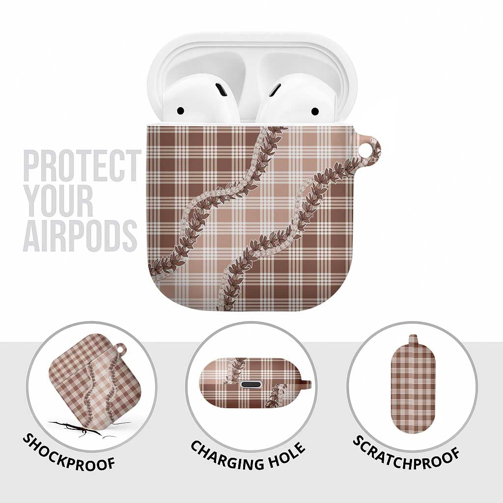 Beige Hawaii Palaka AirPods Case Hawaiian Pikake Lei