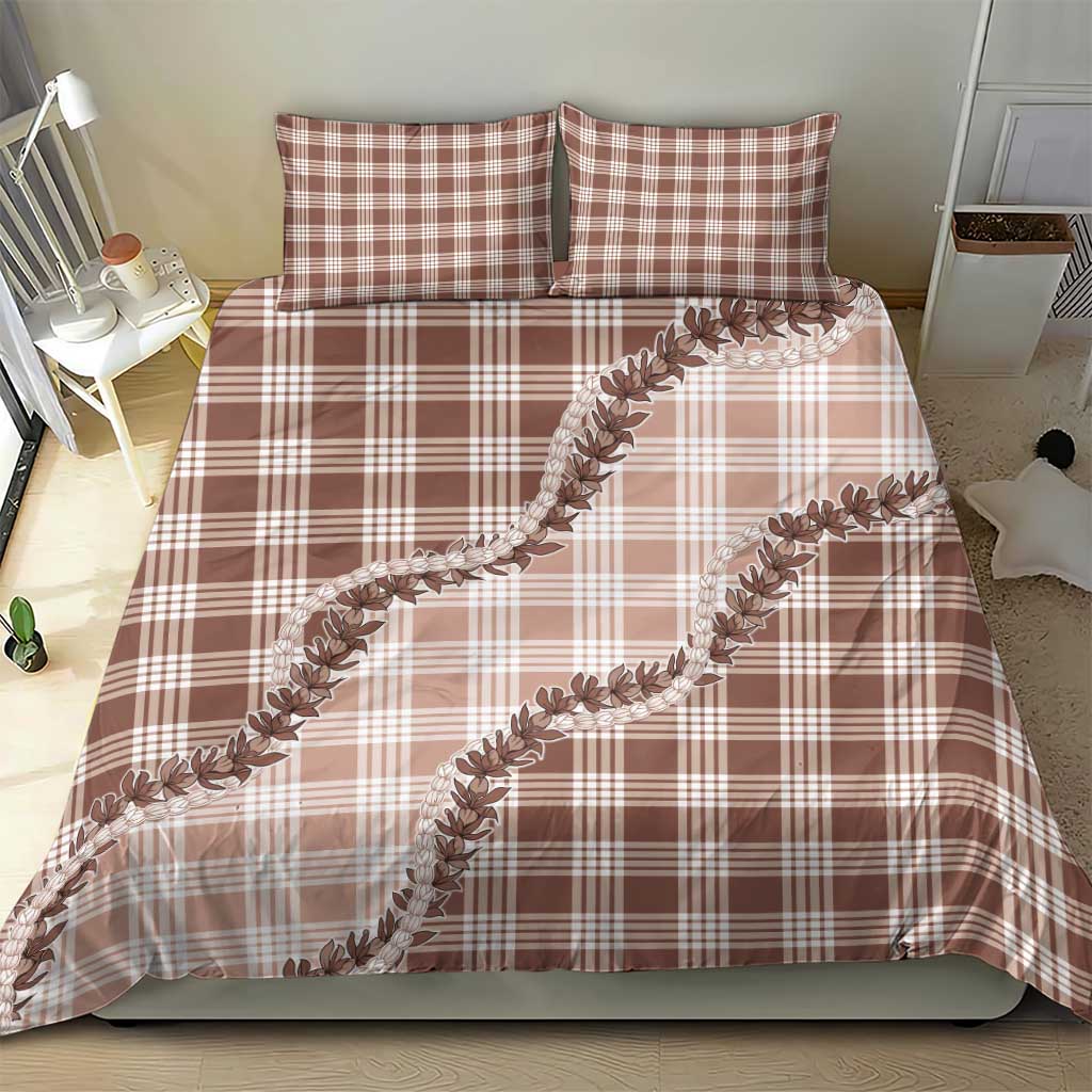 Beige Hawaii Palaka Bedding Set Hawaiian Pikake Lei LT05 - Polynesian Pride