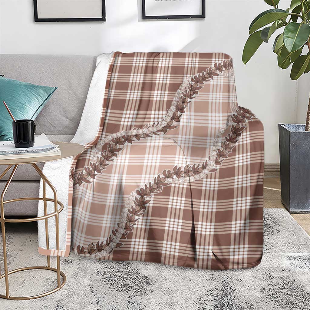 Beige Hawaii Palaka Blanket Hawaiian Pikake Lei LT05 - Polynesian Pride